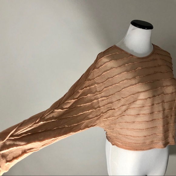 XXI | Shabby Pink sheer long sleeve crop top - Picture 4 of 8